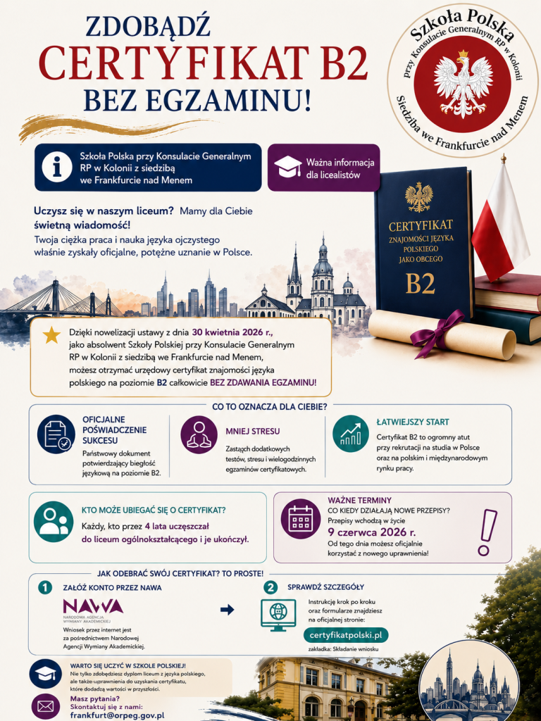 Zdobądź CERTYFIKAT B2 bez egzaminu !